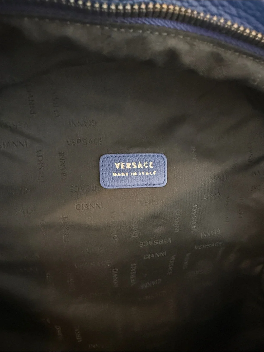 New Versace Royal Blue Leather Medusa Backpack